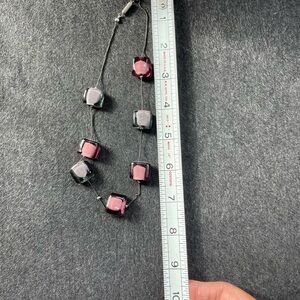 Glass beads necklace- purple and gray.